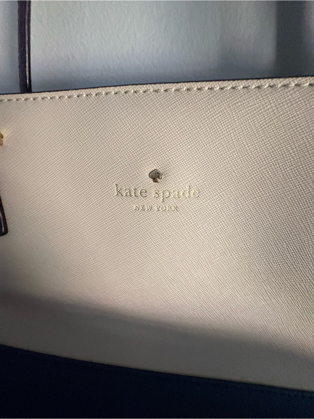 Kate Spade New York Cream & Navy Saffiano Leather Tote - Picture 2 of 4